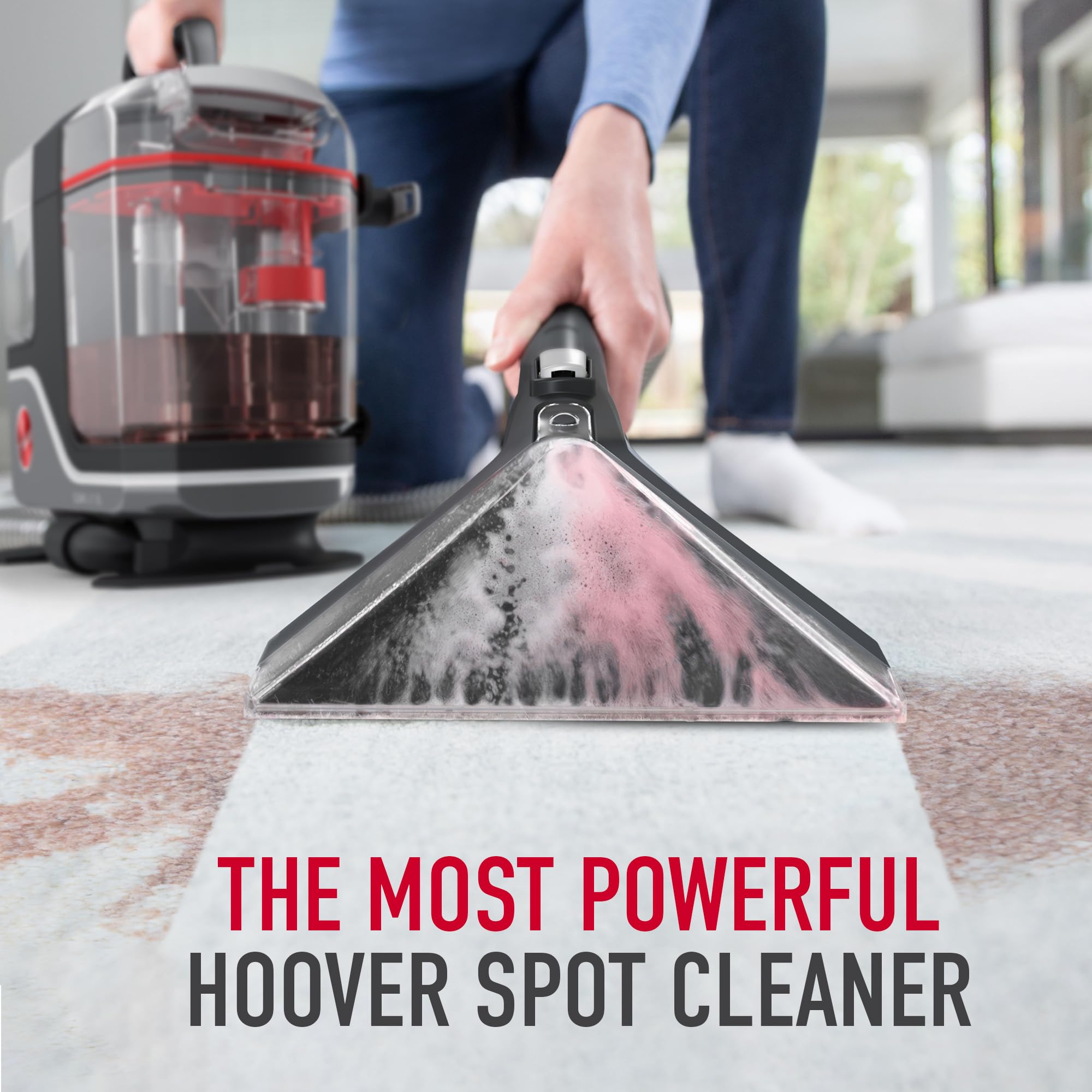 Hoover CleanSlate XL WidePath tool in action cleaning large spills