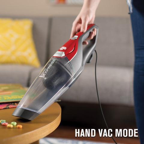 Hoover Dirt Devil Power Express Lite converts to handheld vacuum for above-floor cleaning.
