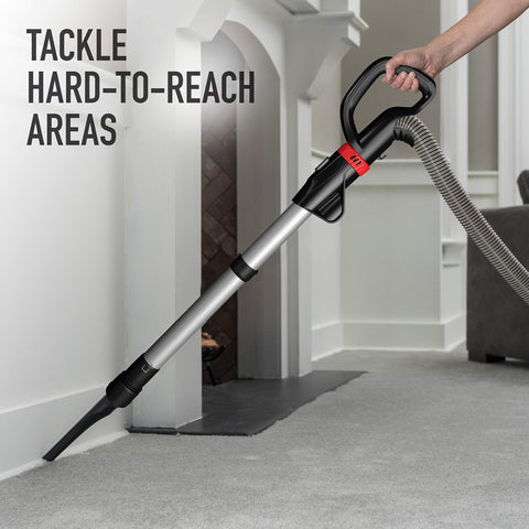 Hoover MaxLife Pro Pet Swivel side view demonstrates easy maneuverability around furniture.