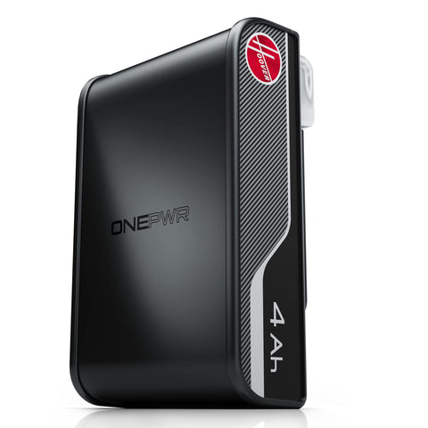 Hoover ONEPWR 4.0 Ah battery in use powering cordless cleaning.
