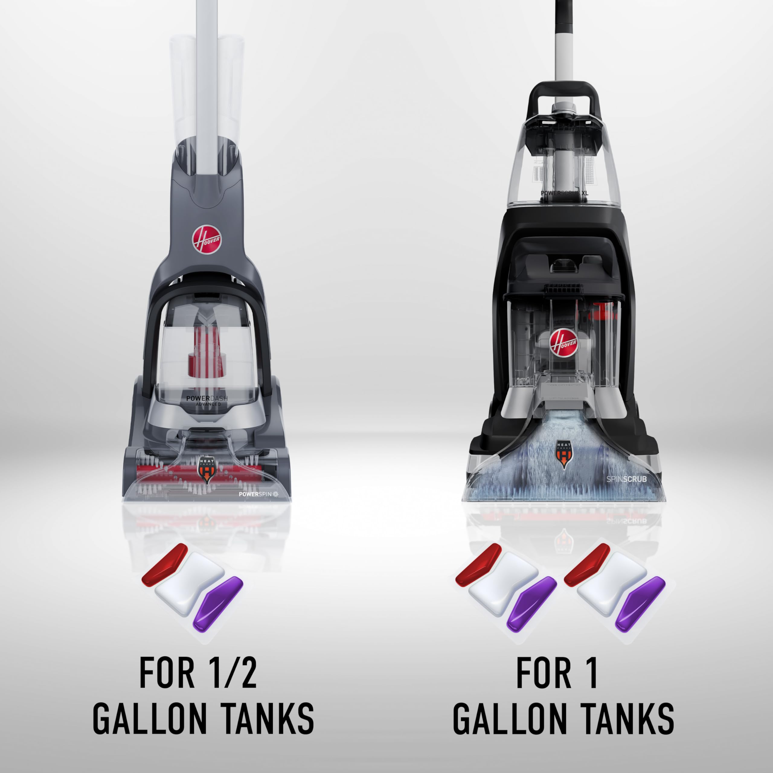 Hoover PowerDash clean packs sample image indicates ready-to-use stain fighting formula