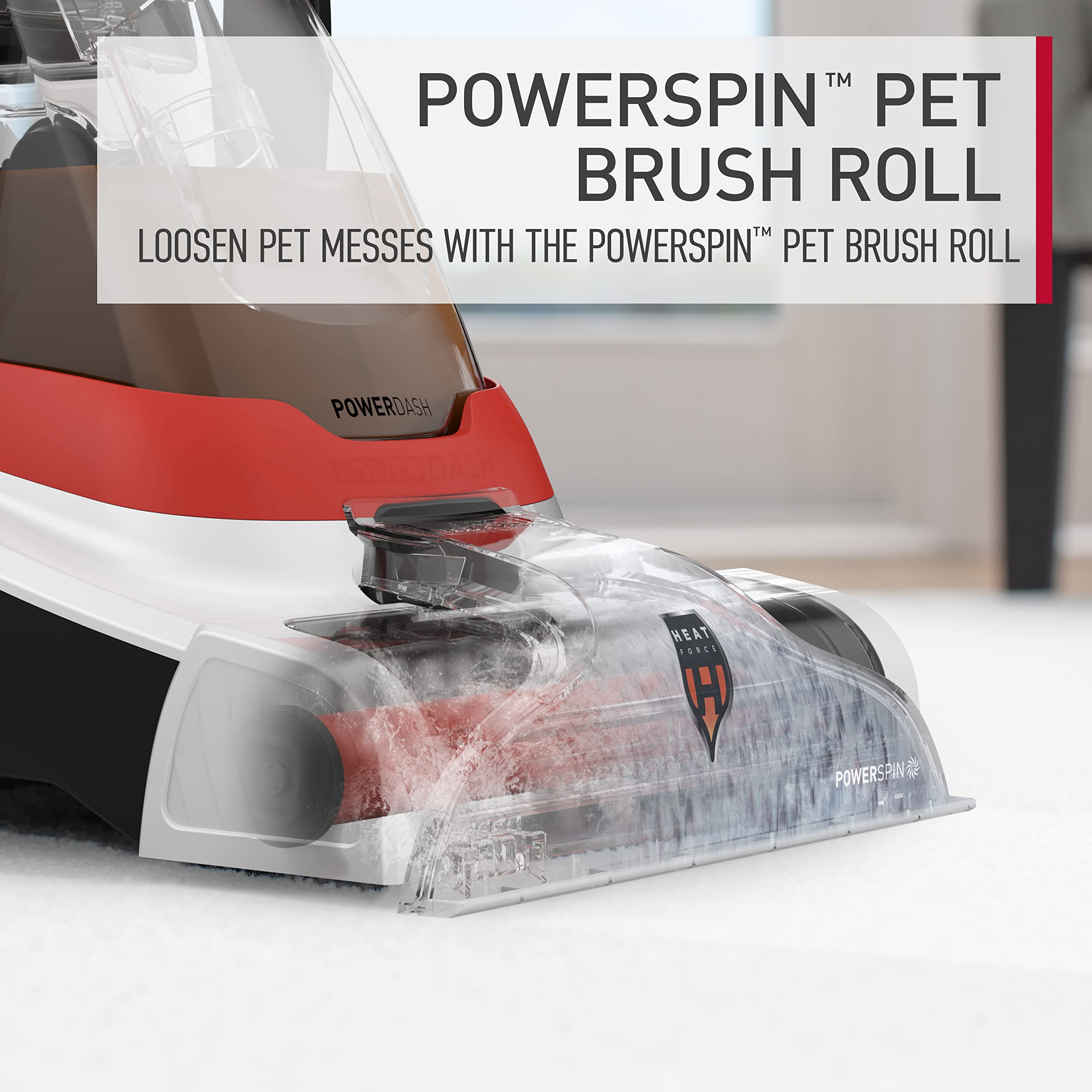 Hoover PowerDash Pet+ large-tank reduces refills during sessions.