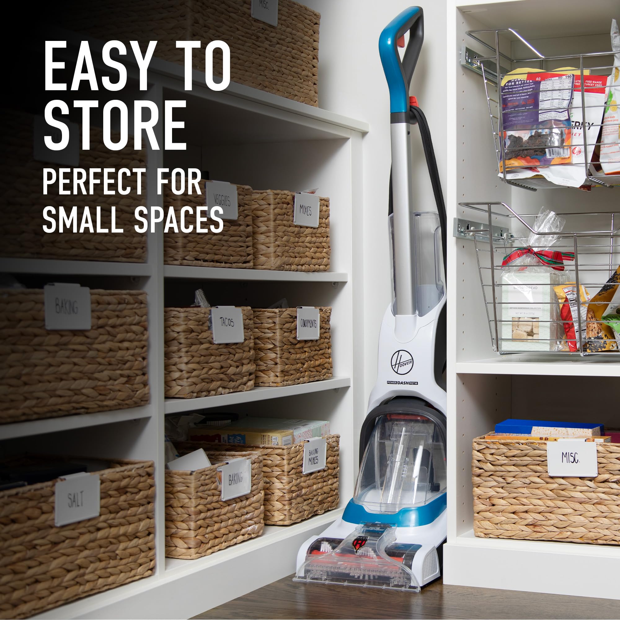 Hoover PowerDash tank and controls image emphasizes easy operation and quick refill