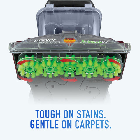 Hoover PowerScrub Deluxe included attachments expand cleaning to stairs and upholstery.