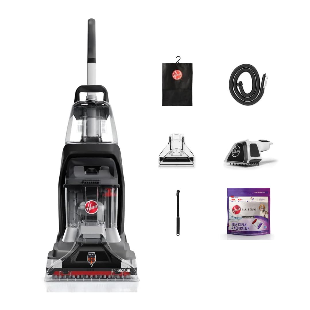 Hoover PowerScrub XL Pet carpet cleaner front view, ready for deep cleaning action.