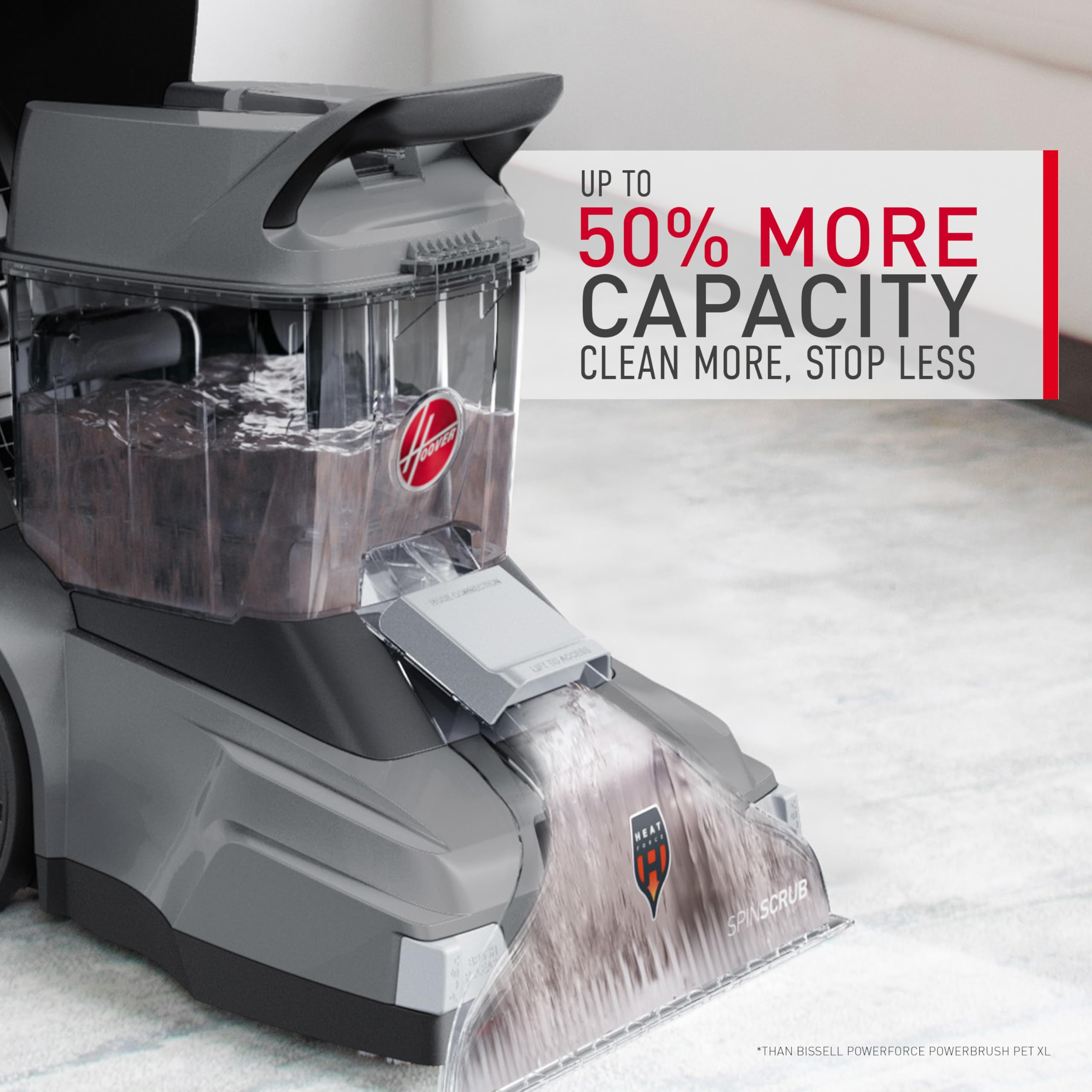 Hoover PowerScrub XL Pet with HeatForce speeds up surface drying.