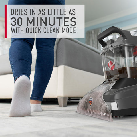 Hoover PowerScrub XL Pet upholstery tool cleans fabrics gently yet effectively.