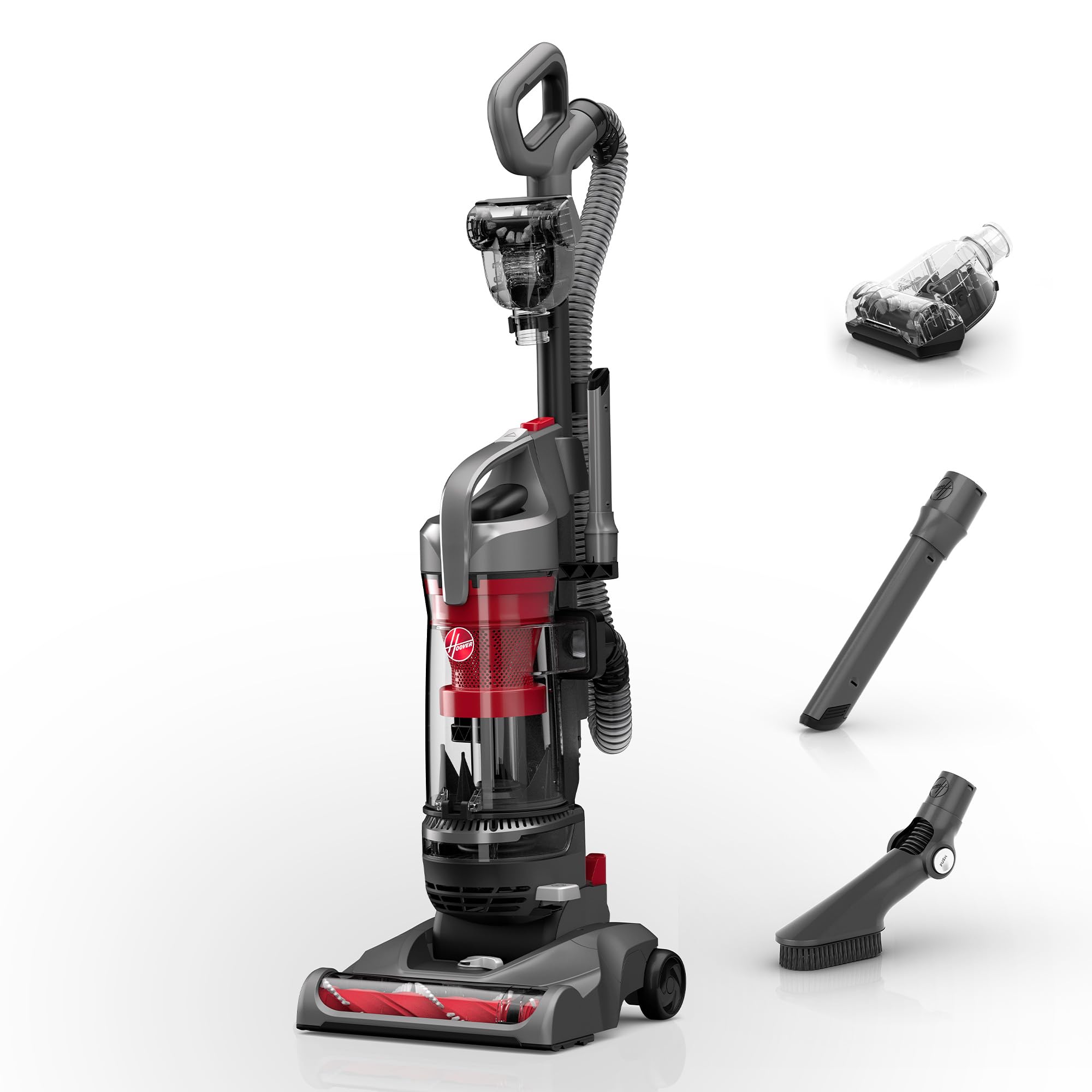 Hoover Rewind Pet upright with cord rewind for easy storage.