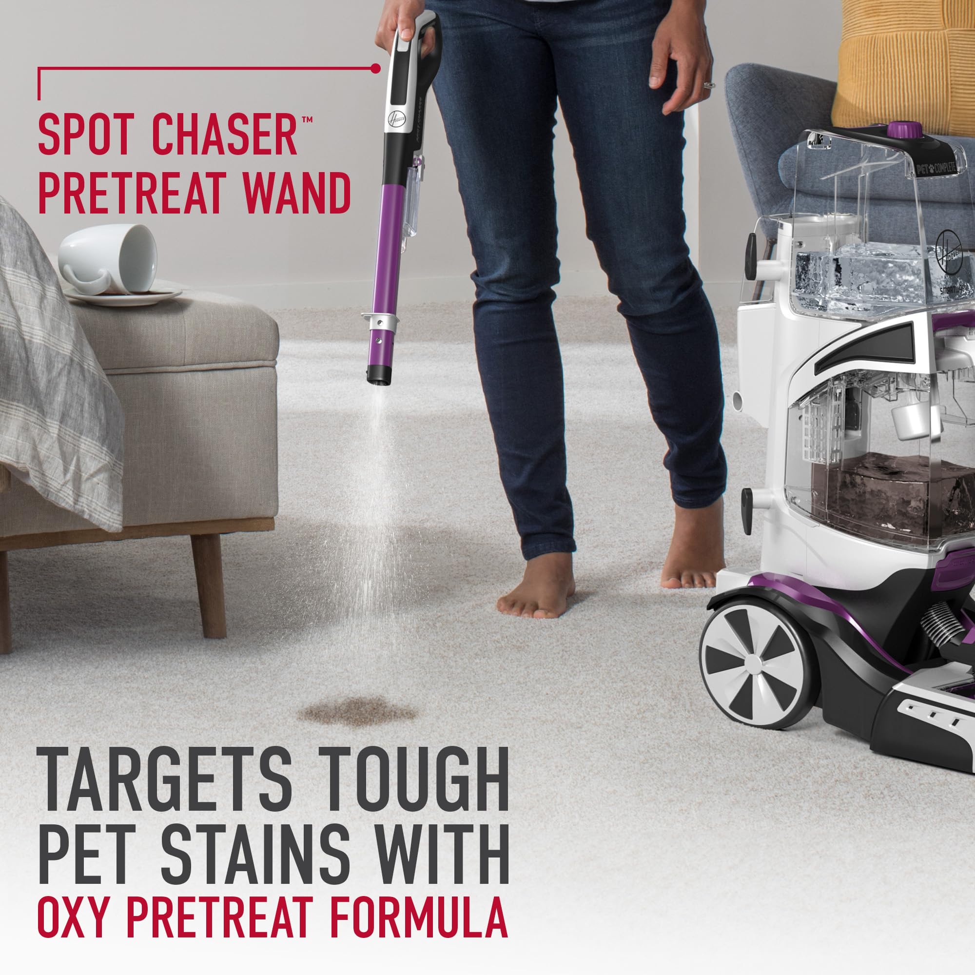 Hoover SmartWash Pet FlexForce PowerBrushes clean dirt while deodorizing fibers