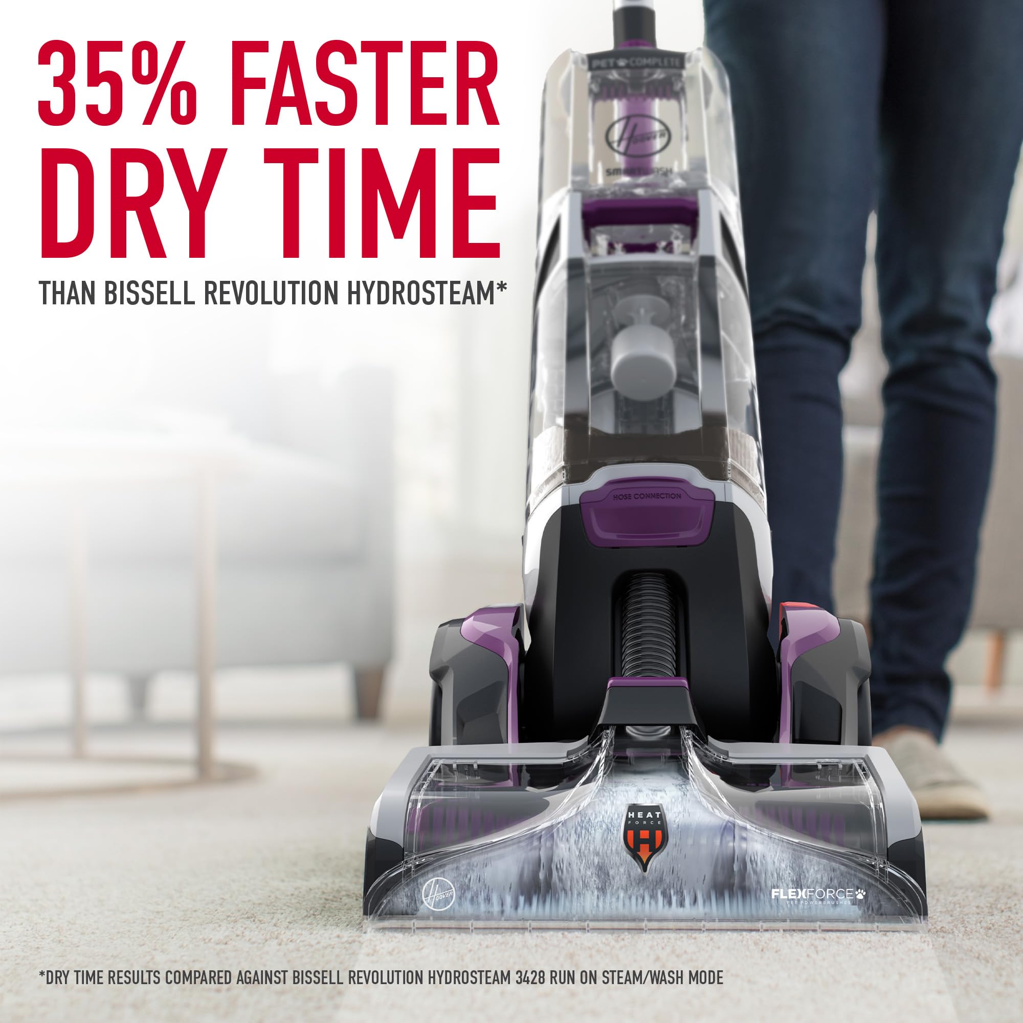 Hoover SmartWash Pet spot-chaser wand in action for pretreatment