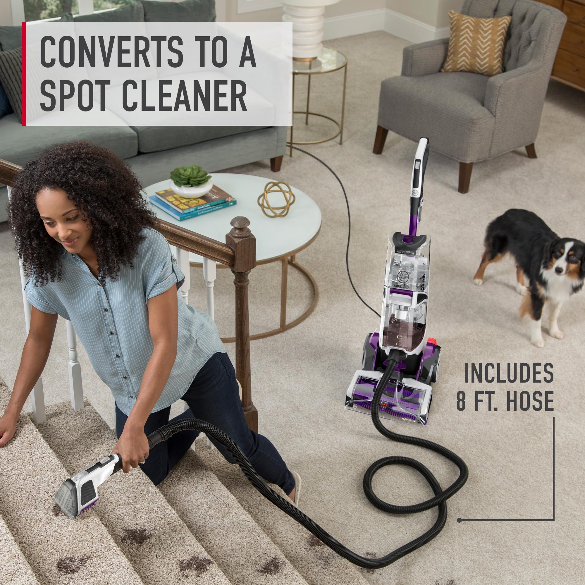 Hoover SmartWash Pet Spot Chaser Wand detaches to pretreat stubborn stains