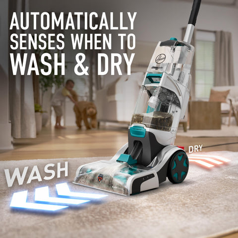 Hoover SmartWash push-forward cleaning action shows simple operation with no triggers