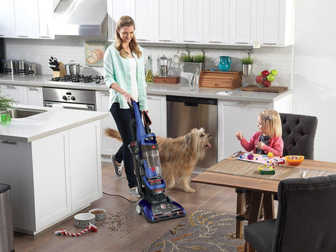 Hoover WindTunnel 2 corded upright with multi-floor brush roll demonstrates optimized cleaning.