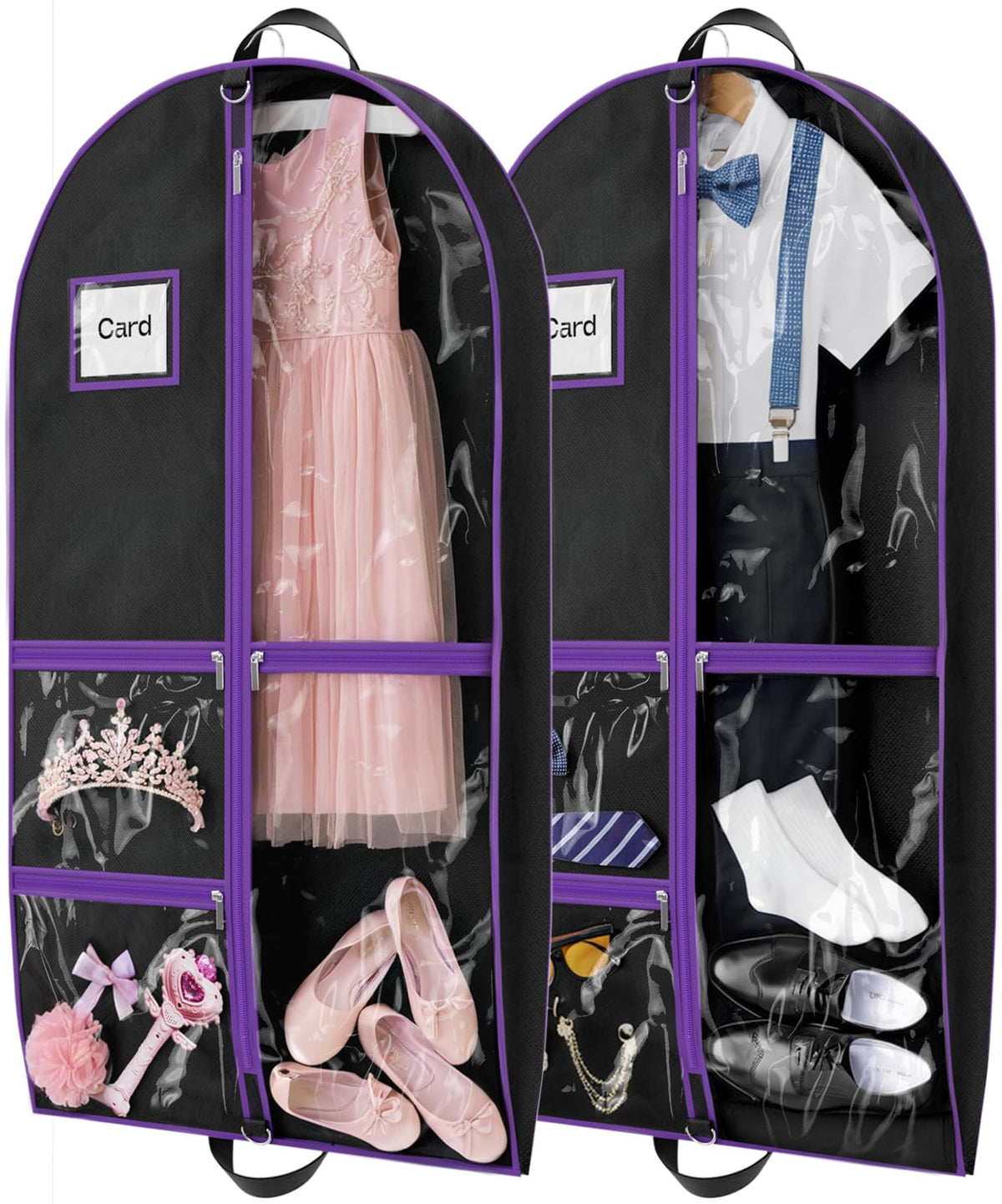 Hopack 40-inch dance garment bag hanging keeps outfits wrinkle-free during travel.