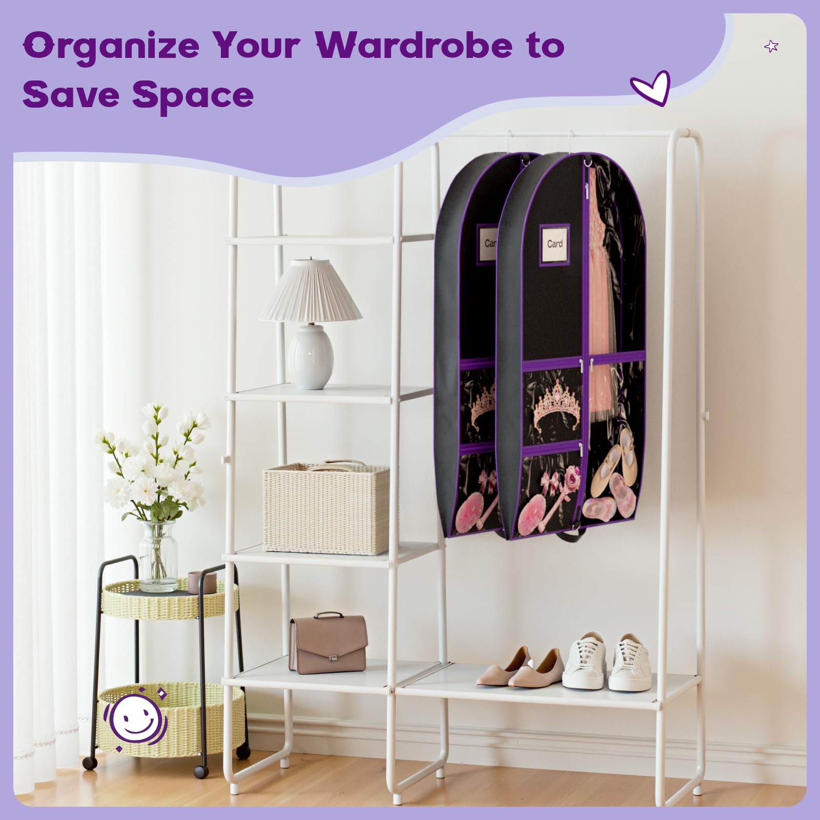 Hopack clear-window garment bag shows contents at a glance.