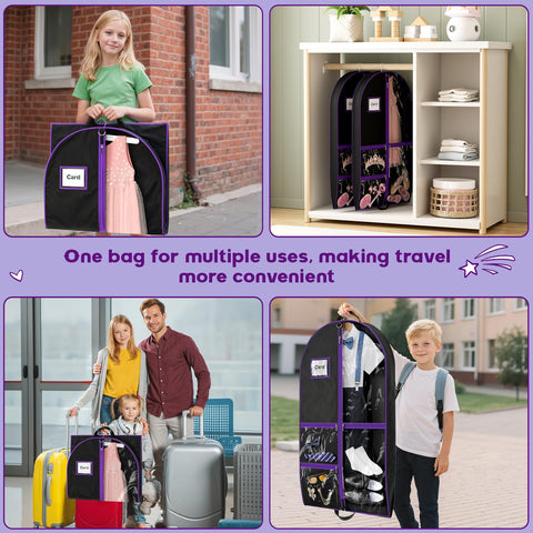 Hopack dance garment bag foldable for easy transport to recitals and competitions.