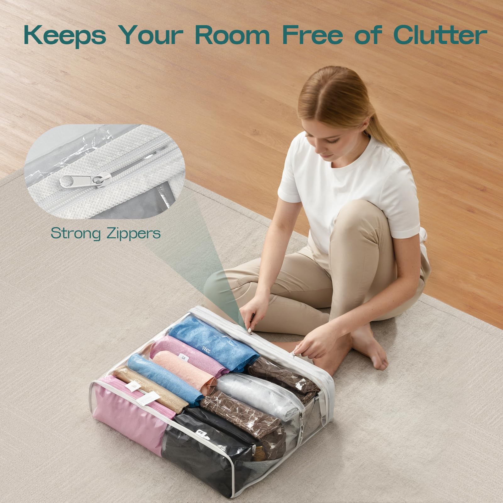 Hopack under-bed storage bags maximize low-profile space and keep items tidy.