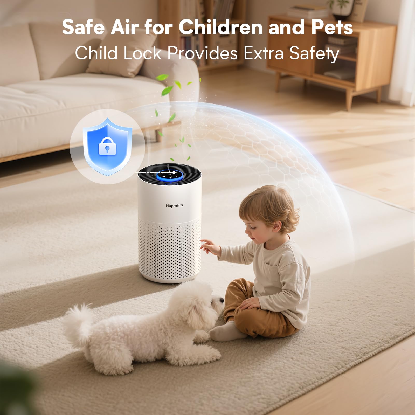 Hopmirth Upgraded Air Purifier with aroma pad ready for fragrance.