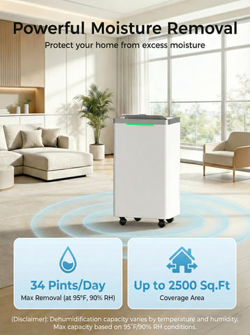 HOPSEN dehumidifier quiet operation 38db runs softly in bedrooms