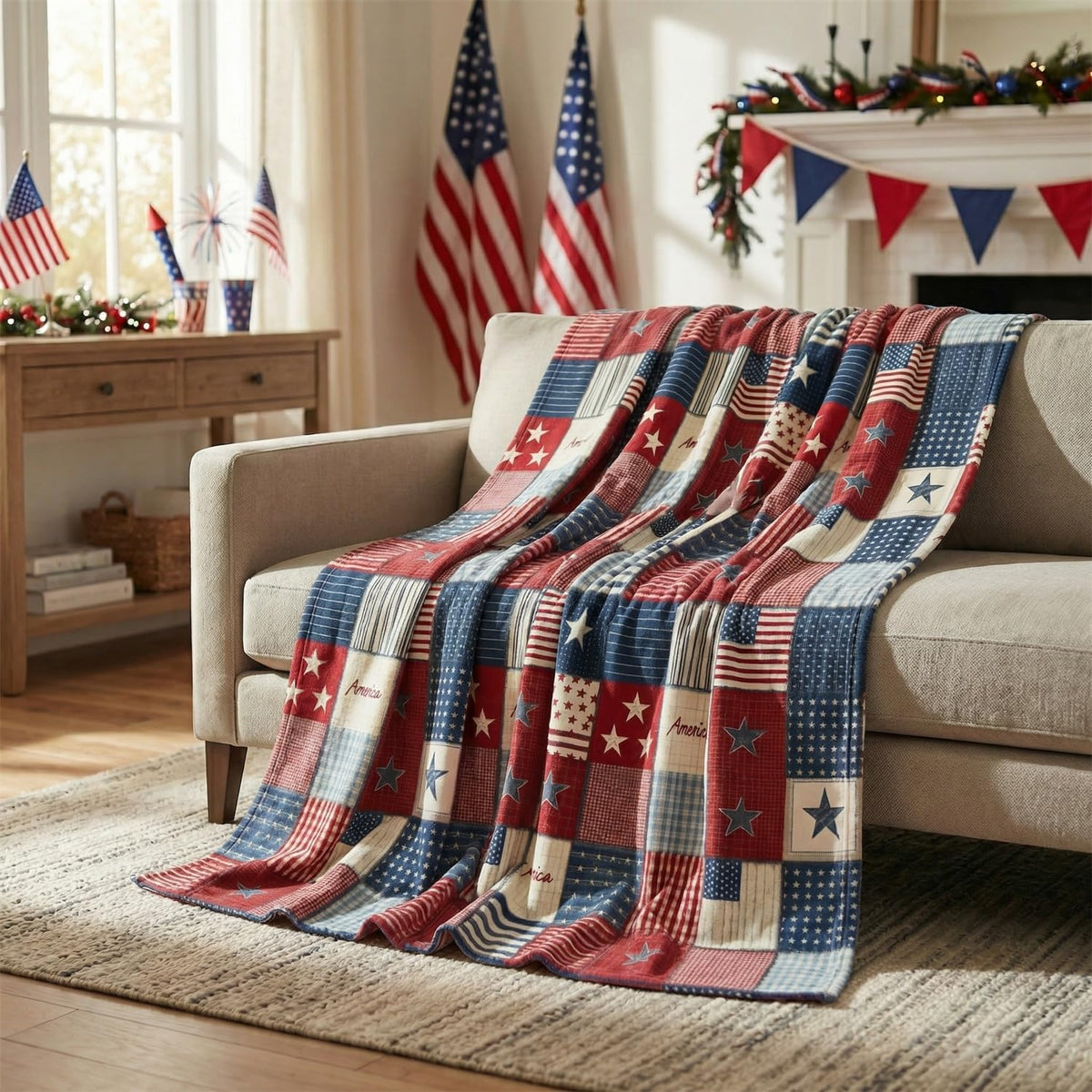 Horaldaily 4th of July flag-throw adds patriotic warmth to any room
