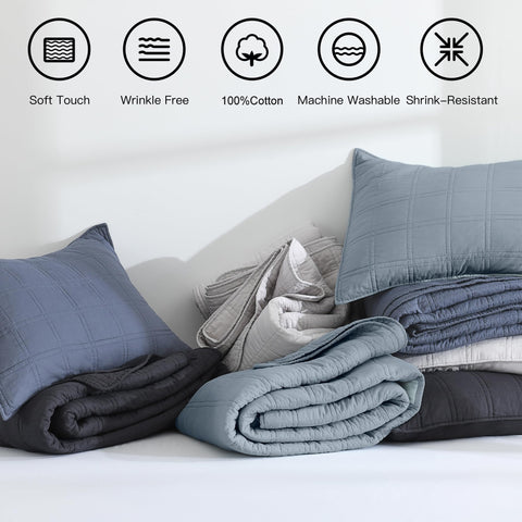 HORIMOTE HOME Adriatic Blue bedding enhances year-round coziness and simple styling.