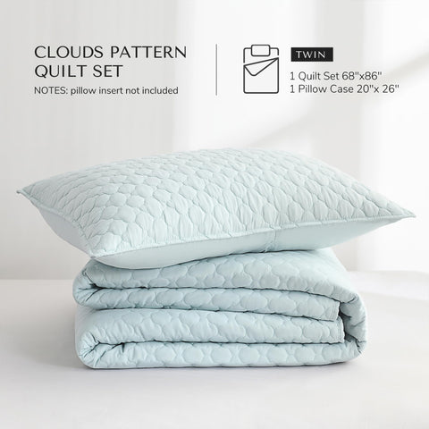 HORIMOTE HOME bedroom styling with aqua blue quilt set.