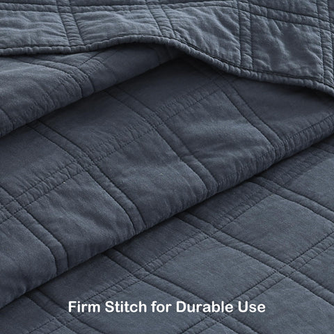 HORIMOTE HOME denim blue quilt full-queen dimensions provide generous coverage.