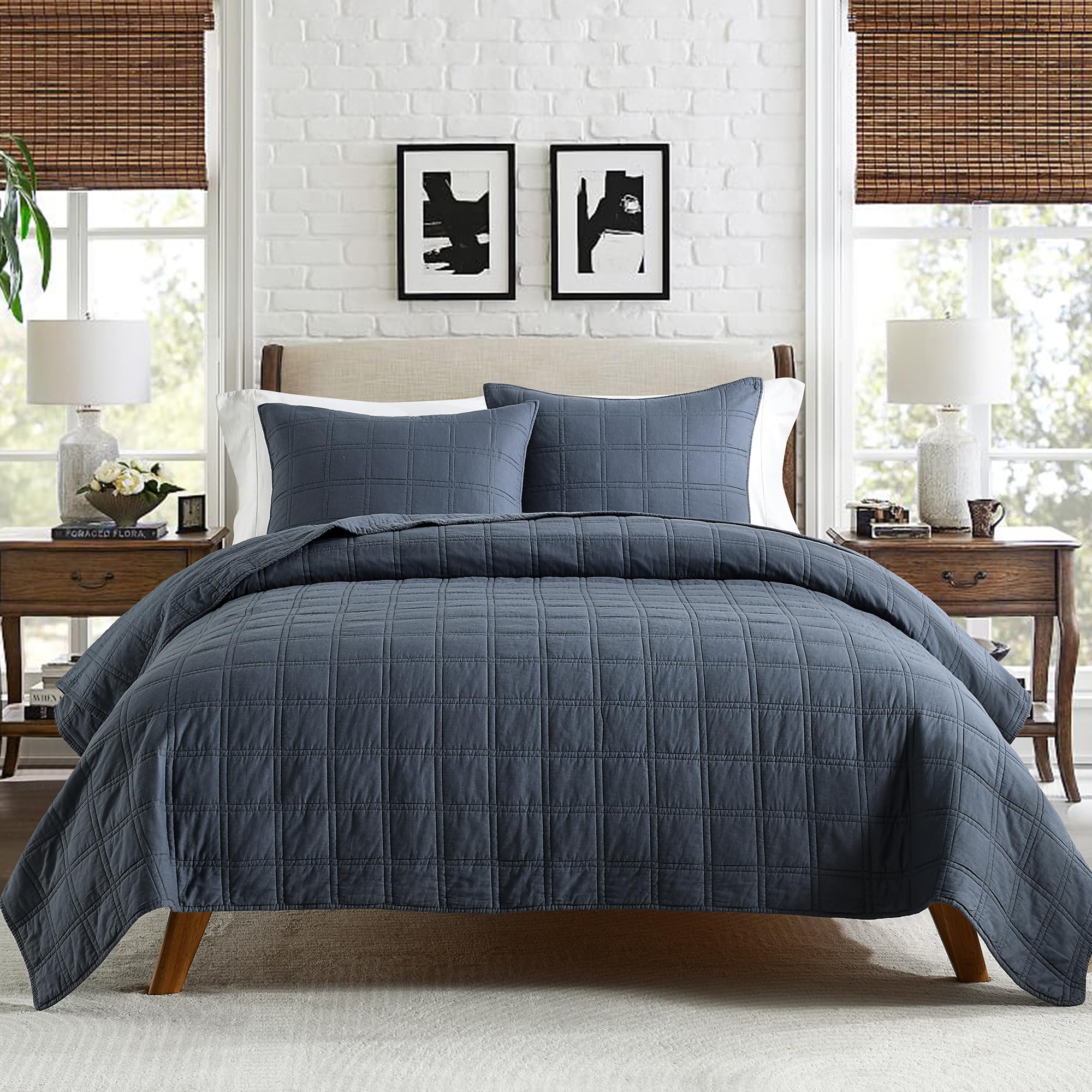 HORIMOTE HOME denim blue quilt packaged set emphasizes ready-to-use bedding.