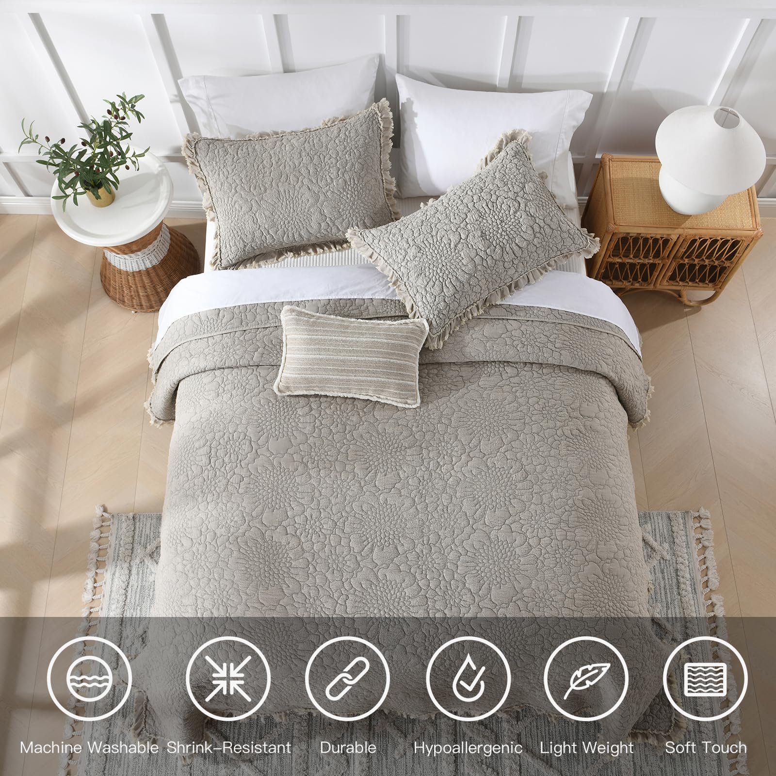 HORIMOTE HOME elegant flower design with ruffles adds romantic charm to bedding
