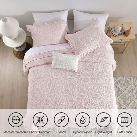 HORIMOTE HOME floral stitching reversible quilt showcases front and back designs for versatile styling.