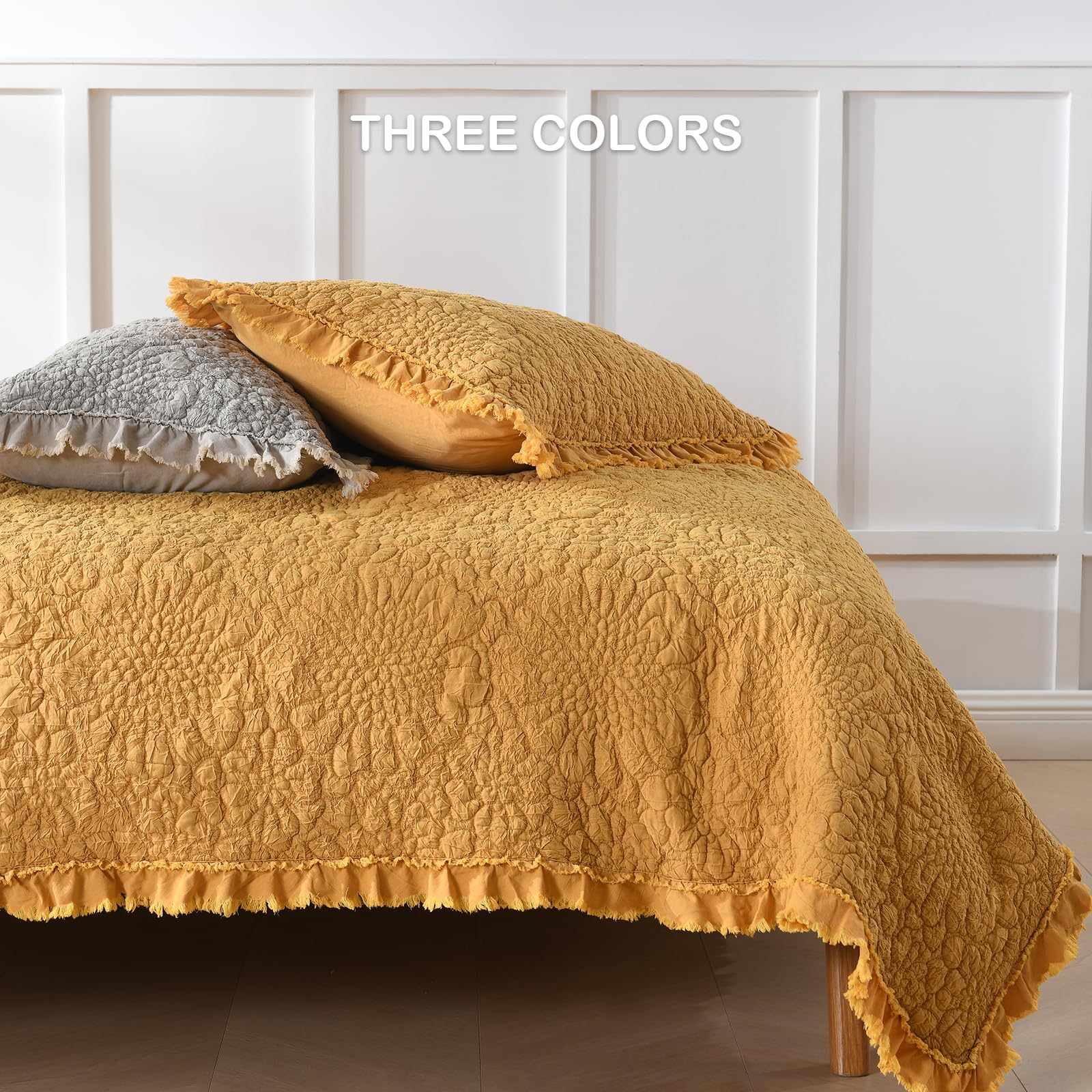 King size HORIMOTE HOME bedspread measures 106 by 96 inches for ample coverage