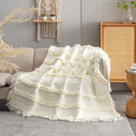 HORIMOTE HOME Rustic gift idea in cream blanket for special occasions.
