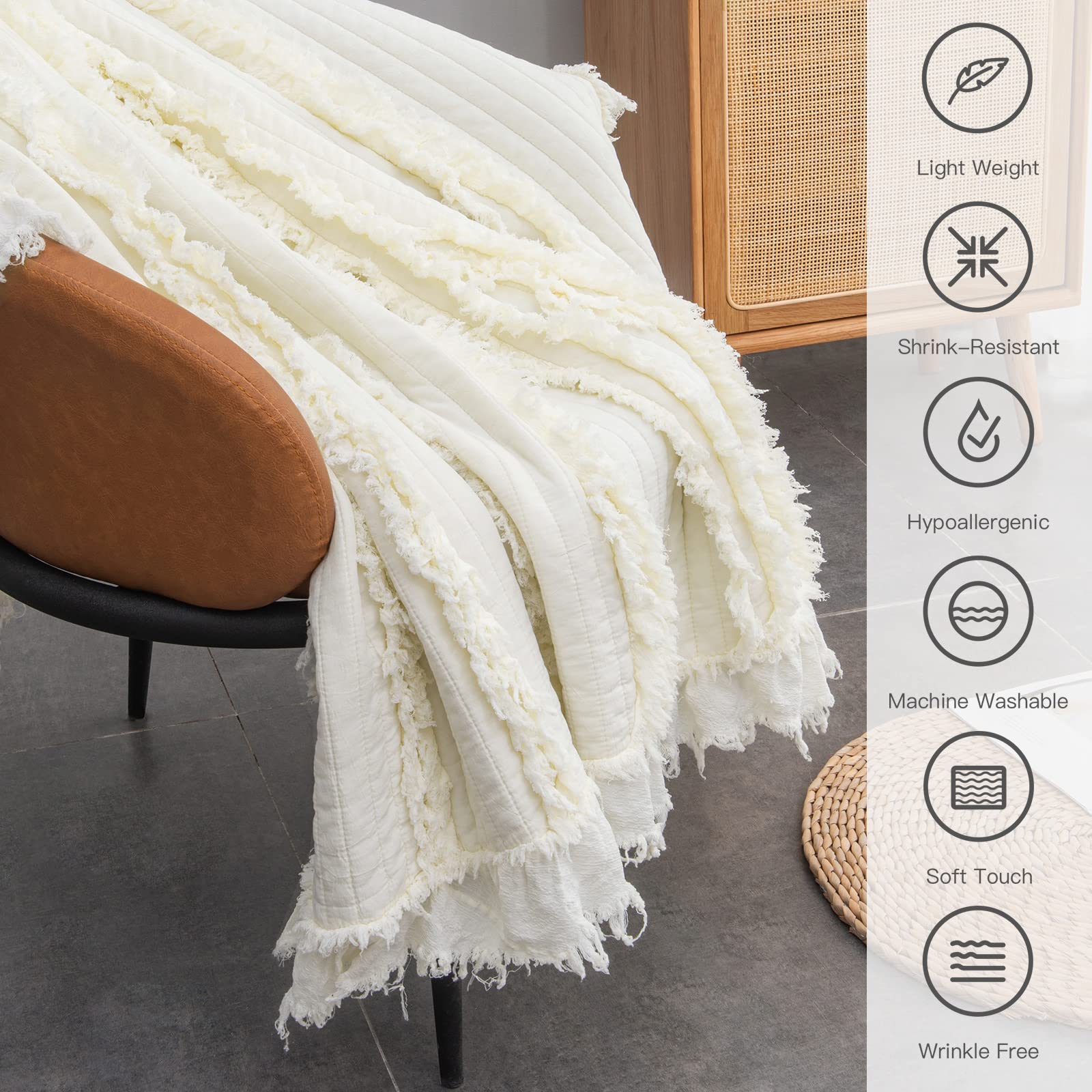 HORIMOTE HOME Stone-washed throw for boho farmhouse style.