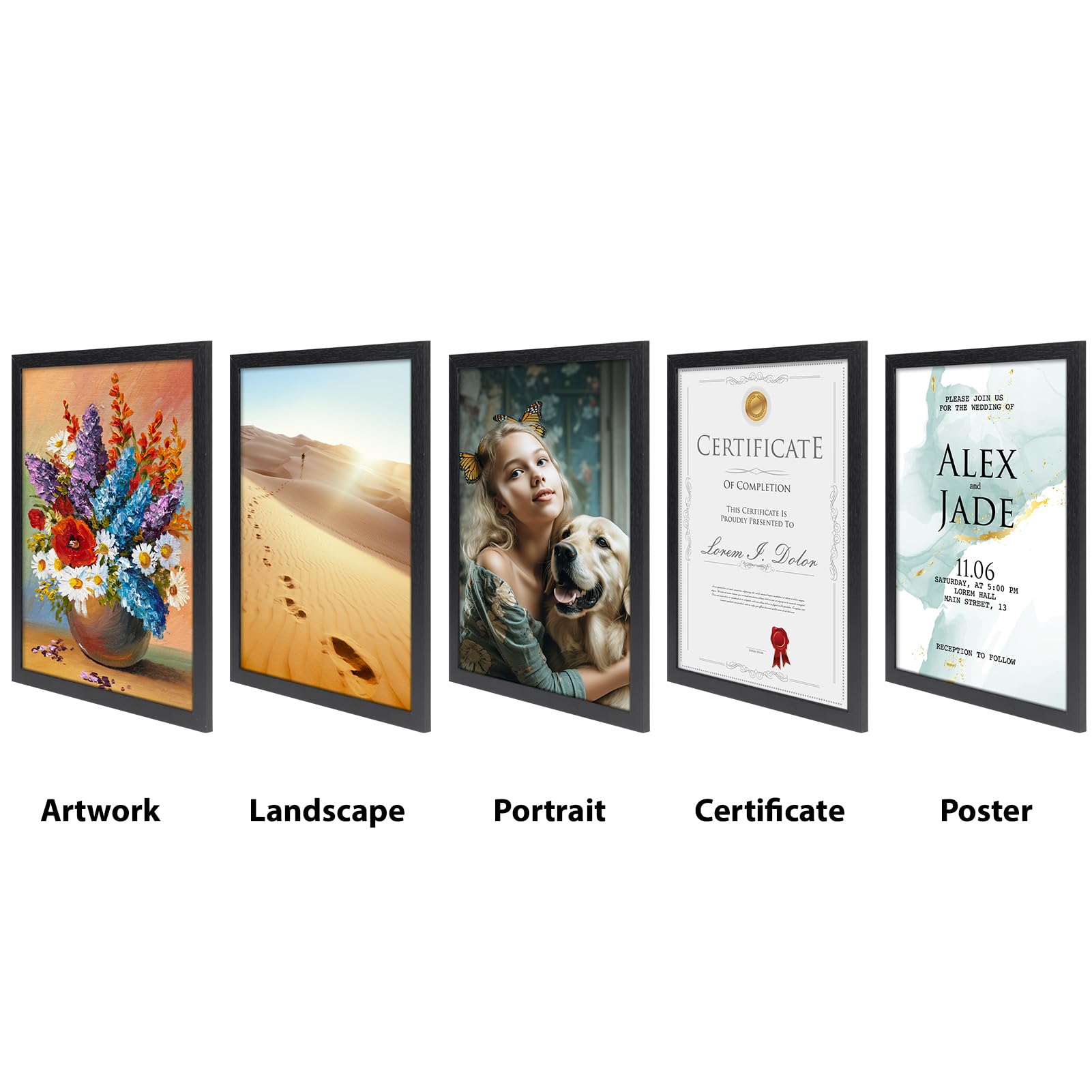 Horlimer 8.5x11 frame set 12 fits 8.5x11 photos without mat.