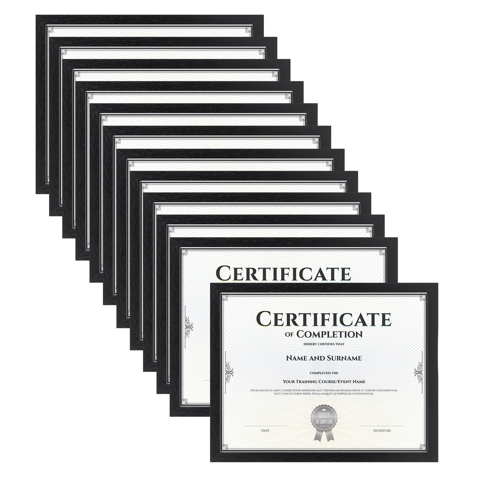 Horlimer 8.5x11 frame set 12 front view for certificate display.