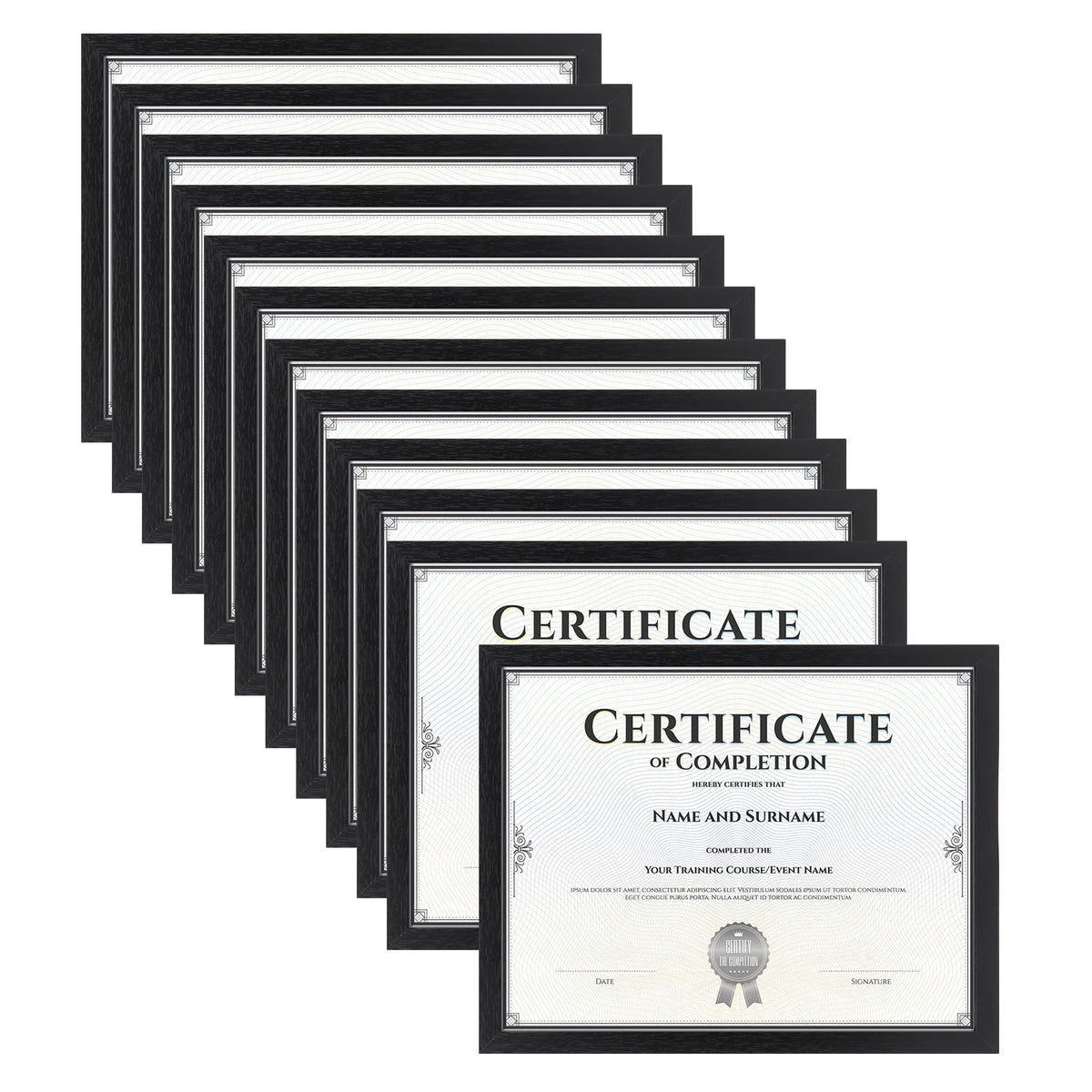 Horlimer 8.5x11 frame set 12 front view for certificate display.