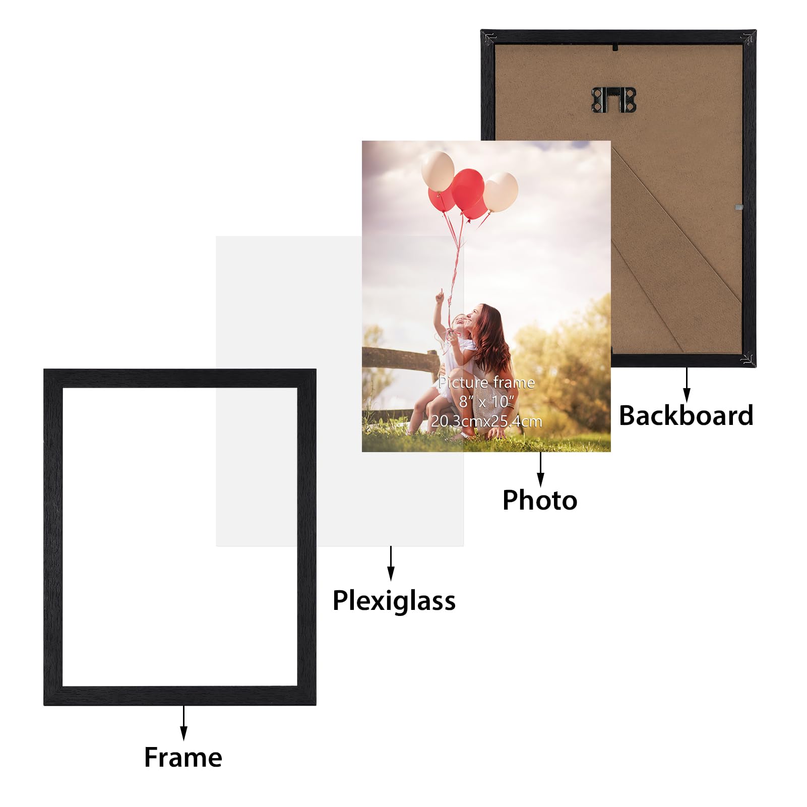 HORLIMER 8x10 frame with two-way kickstand and hanger for horizontal or vertical display
