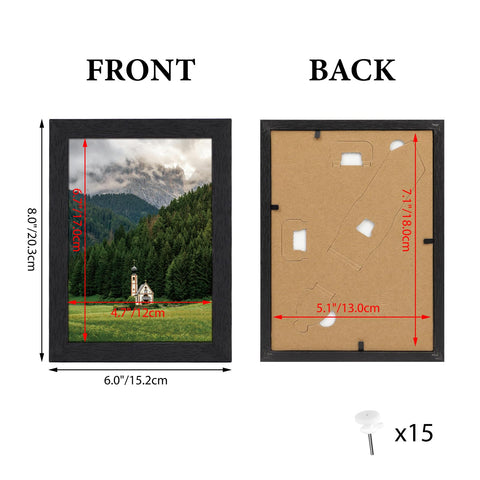 HORLIMER black wooden frame front view for clear photo showcase