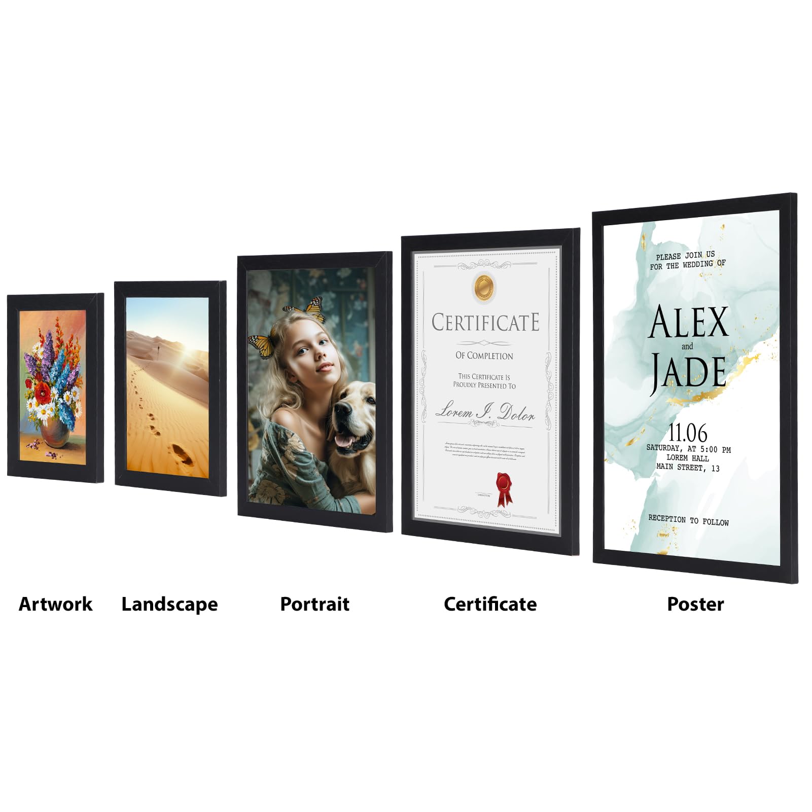 HORLIMER black frames suitable for photos, certificates, or artwork in any space