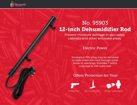Hornady 95903 dehumidifier rod packaging demonstrates easy plug-in setup