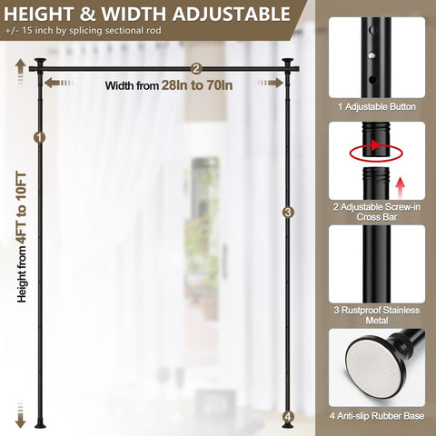 Horse Secret tension rod height adjustable fits various ceiling heights.