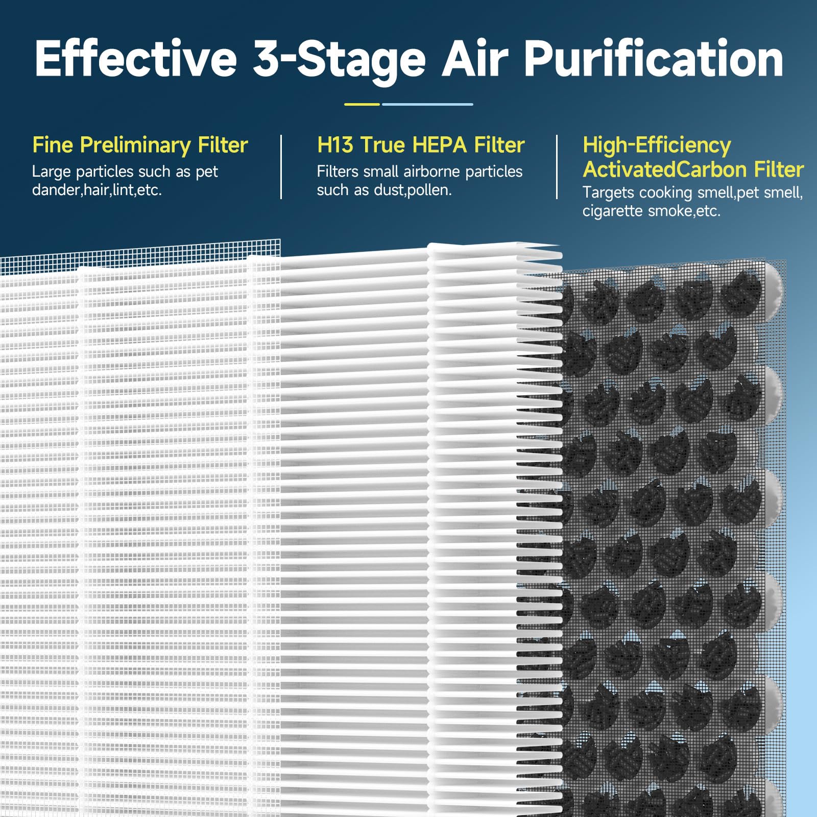 Horserdy F1 filter covers large rooms up to 2200 sq ft.