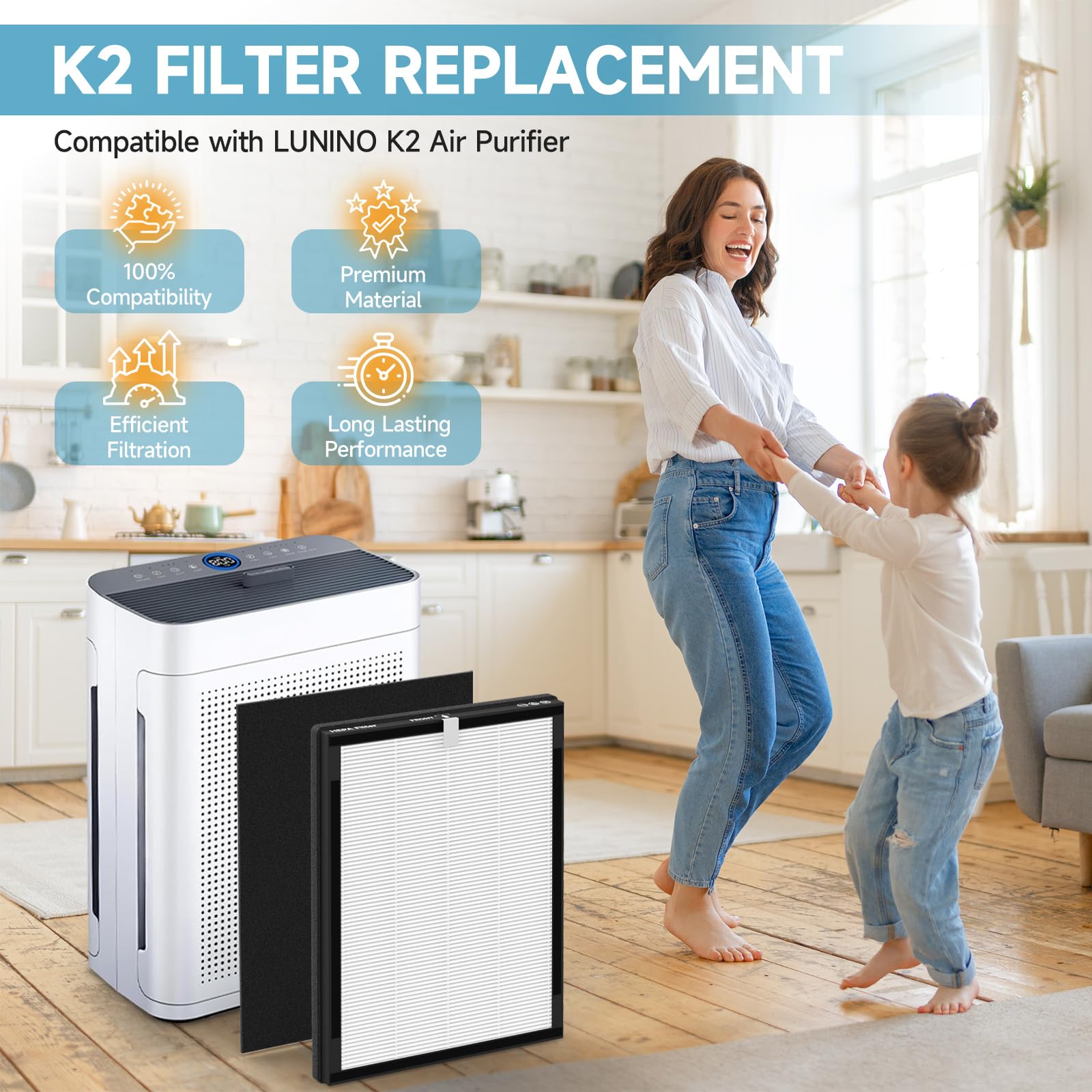 Horserdy LUNINO K2 packaging, ready to replace your air purifier intake.