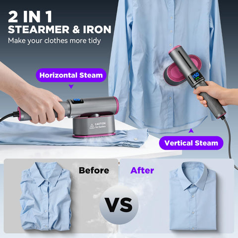 HORTIGRACE 1200W fast heat-up delivers powerful steam quickly