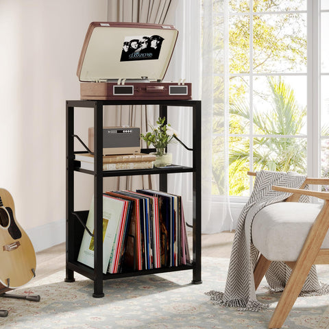 Hosfais record player stand front view showing ample top surface for turntables