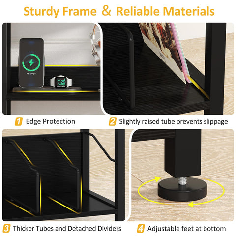 Hosfais sturdy black record stand with thickened metal frame and wobble reduction