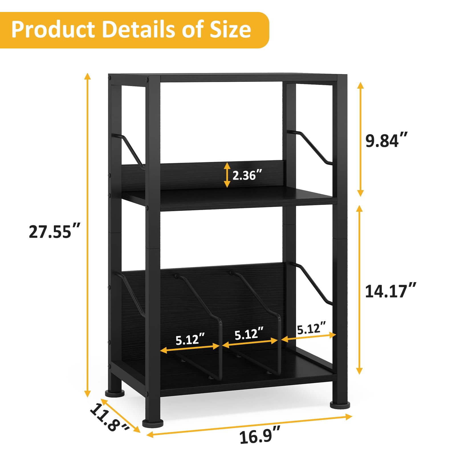 Hosfais 3-tier stand open shelves filled with vinyl records in living room