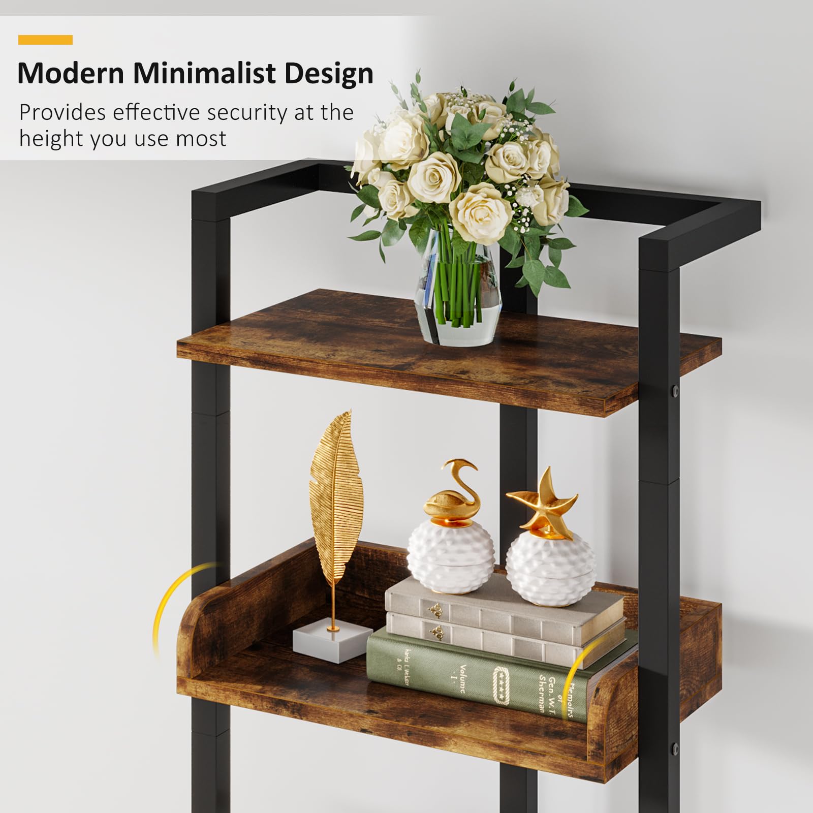 Hosfais 5-tier shelves offer ample book storage while saving floor space.