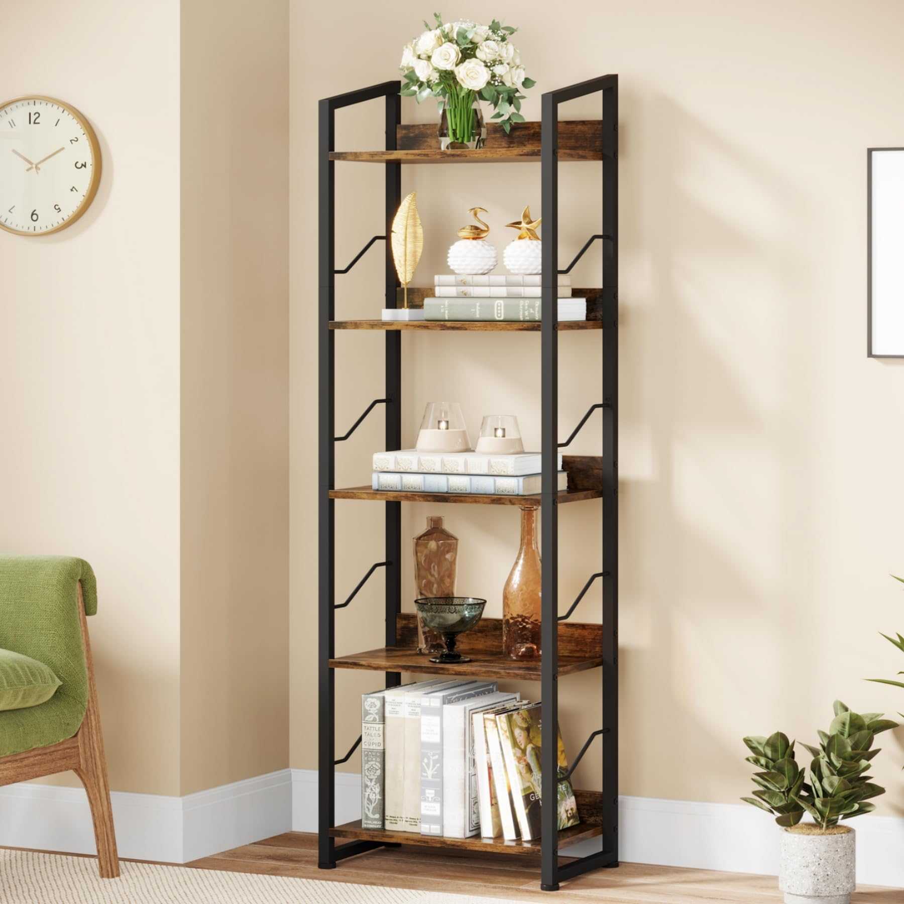 Hosfais sturdy metal frame with adjustable feet for stability.