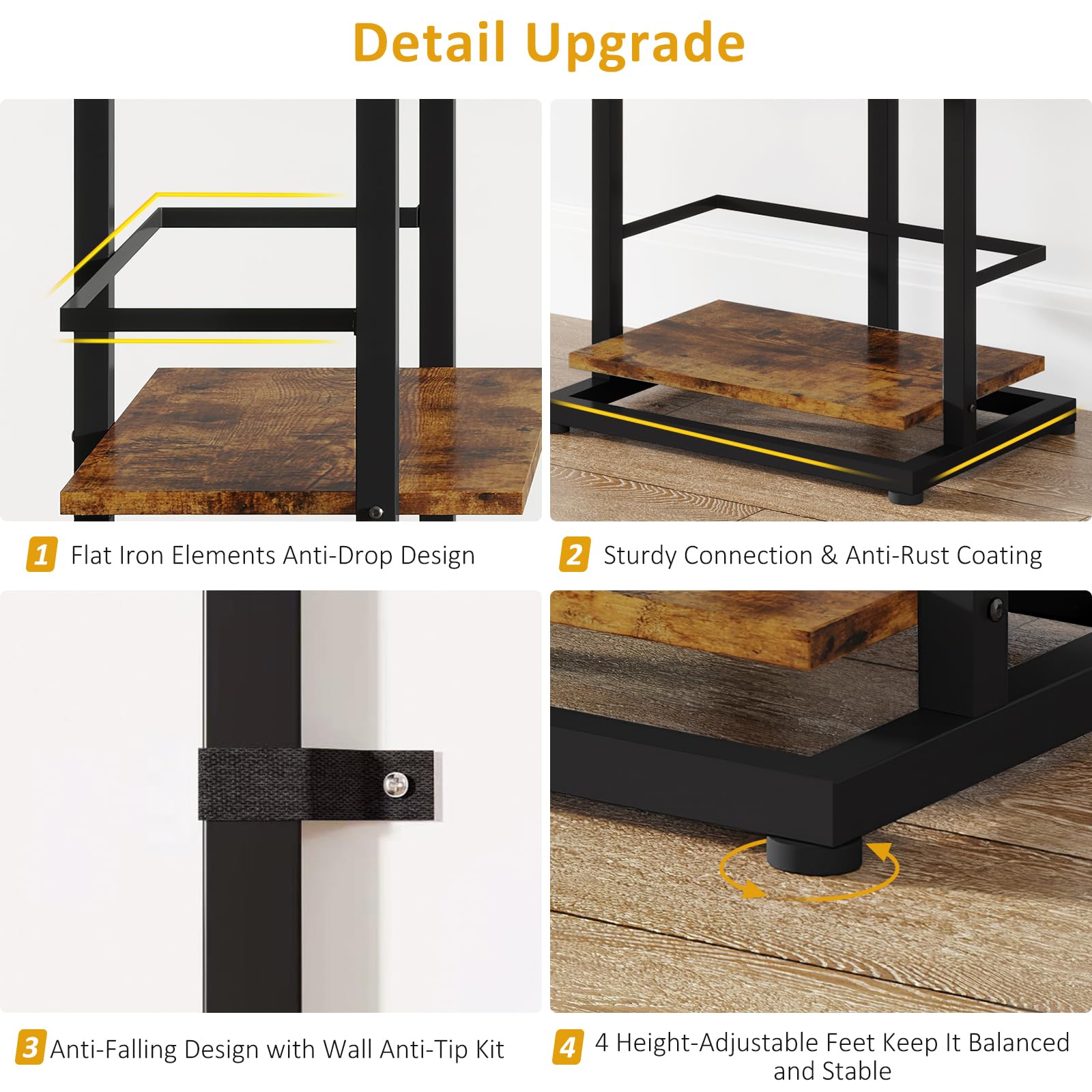 Hosfais shelf with metal edge protection keeps items securely displayed.